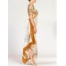 MORPHEW COLLECTION Pastel Earthtone Silk Backless Three- Scarf Dress