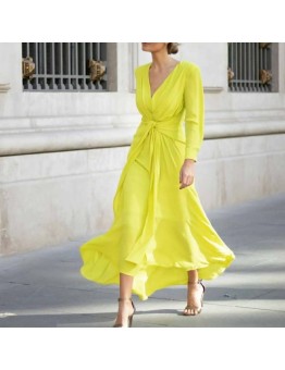 Elegant, sexy, fashionable V-neck twisted slim fit elastic dress HF2318-04-04