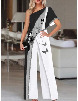 Fashionable wide leg pants butterfly pattern jumpsuit  HE1611-03-03