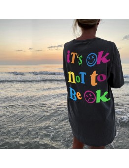 Colorful letter printed T-shirt HF3106-02-01