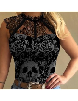 Lace collar skull vest HF2117-03-01