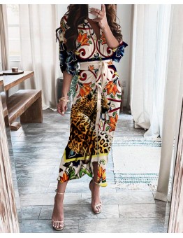 long sleeve printed long dress HF2207-01-02