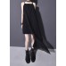 Women black chiffonTunic side open Dresses summer sleeveless Dresses