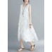 Women white lace Robes sleeveless A Line summer Dresses