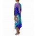 MORPHEW COLLECTION Blue & Purple Silk Floral 2-Scarf Dress Made From Pierre Cardin Vintage Scarves