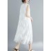 Women white lace Robes sleeveless A Line summer Dresses