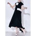 Art black chiffon Wardrobes Boho Christmas Gifts patchwork big hem Robe Summer Dress