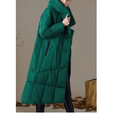 Organic Green Stand Collar Pockets asymmetrical design Winter Duck Down down coat