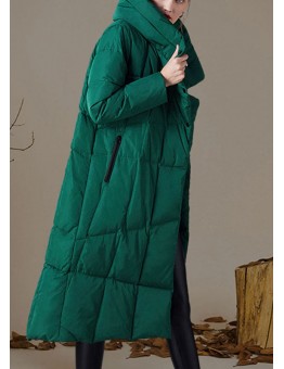 Organic Green Stand Collar Pockets asymmetrical design Winter Duck Down down coat