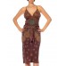 Morphew Collection Chocolate Brown, Red & Green Silk Scarf Dress Made From Valentino Vintage