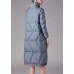 Plus Size Blue zippered Pockets Winter Duck Down Coats